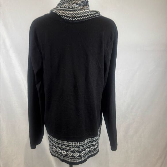 Kim Rogers black and white snowflake reversible removable scarf sweater large - Picture 3 of 10